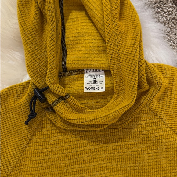 Melanzana Micro Grid Sunflower Yellow Fleece Hoodie Sweatshirt Women’s Size M - Picture 5 of 6